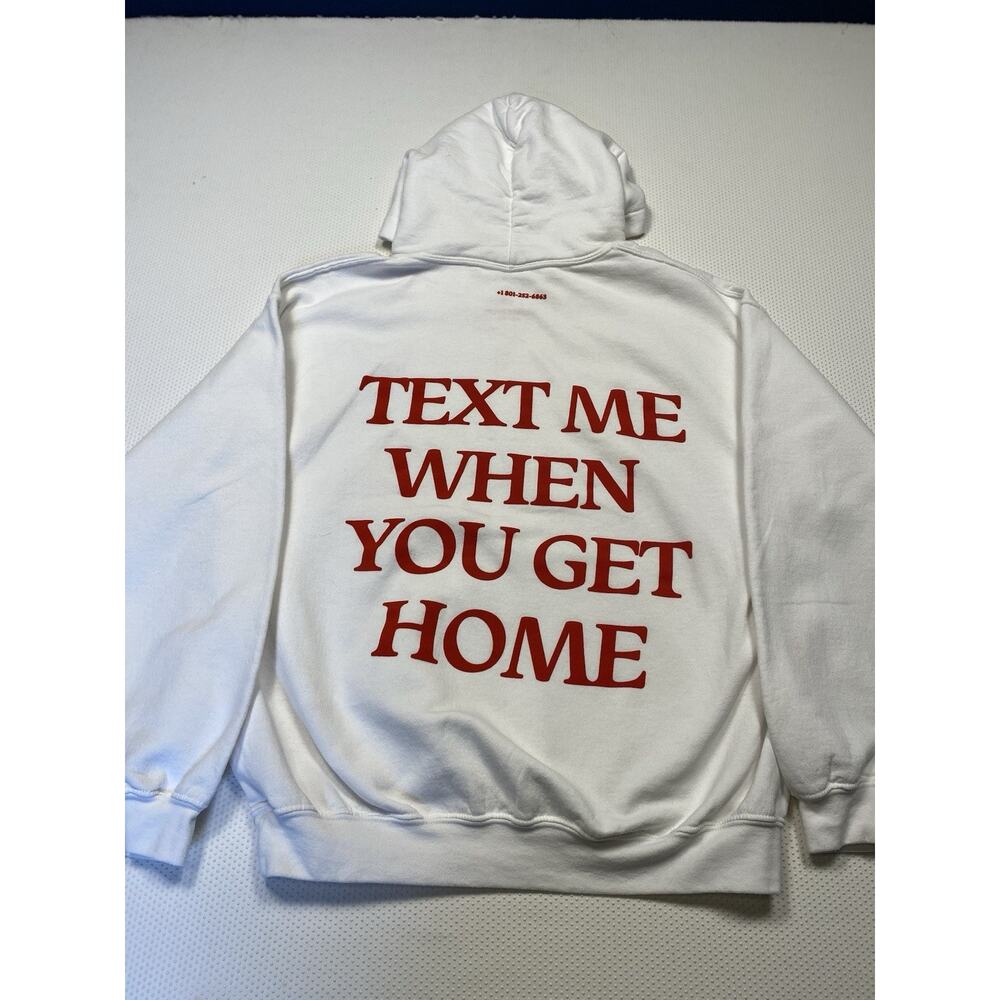 Lonely Ghost Hoodie Text Me When You Get Home Graphic Red White Large